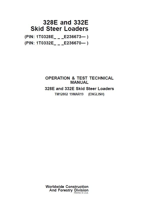 John Deere 328E - 332E Skid Steer Operation & Test Manual PDF John Deere 328E - 332E Skid Steer Operation & Test Manual PDF