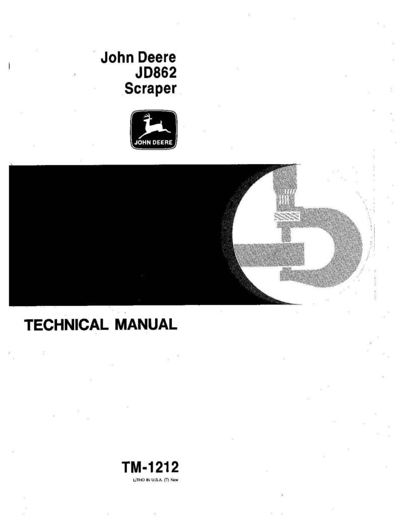 John Deere Jd862 Scraper Technical Service Repair Manual (tm1212)