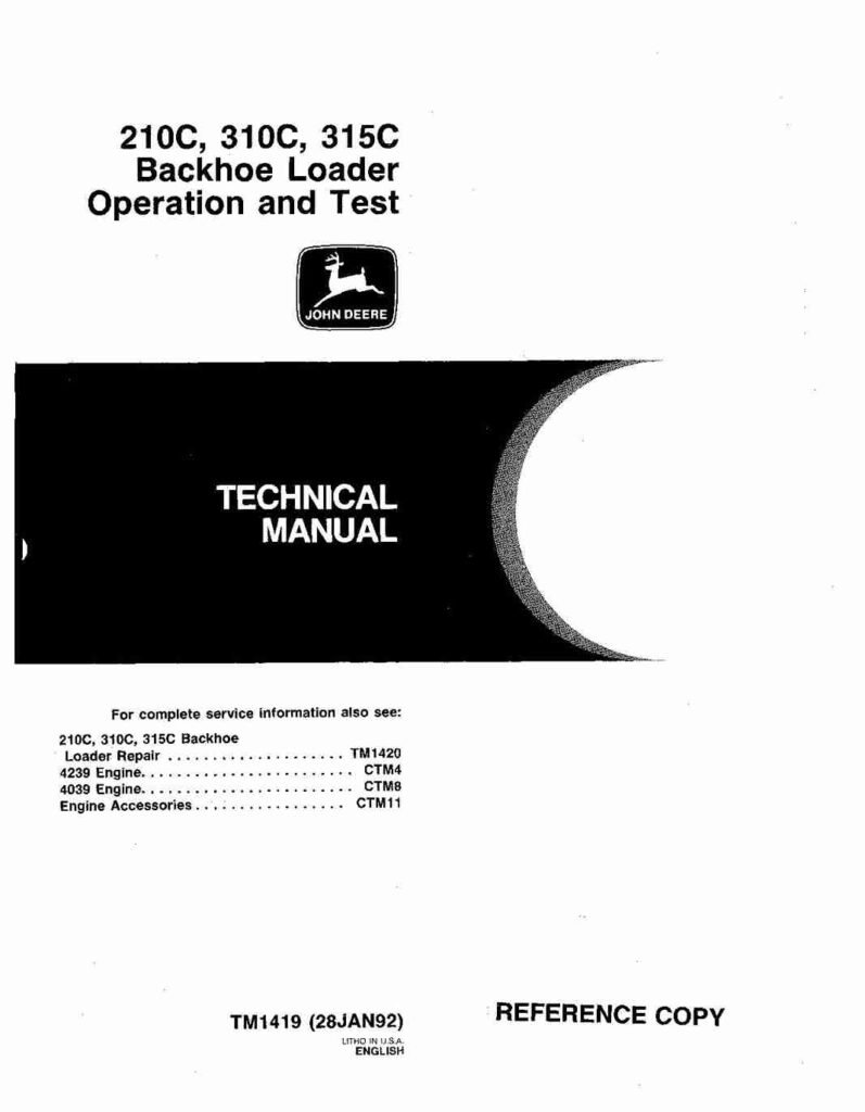 John Deere 210C 310C Backhoe Diagnostic Manual | TM1419