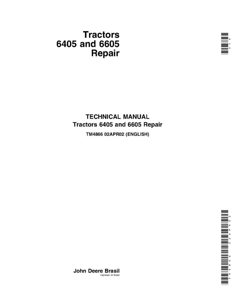 John Deere 6405, 6605 Tractors Service Repair Manual