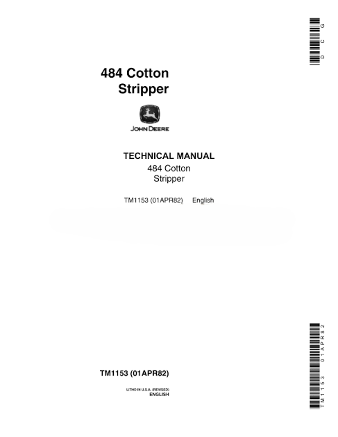 John Deere 484 Cotton Stripper Technical Manual TM1153