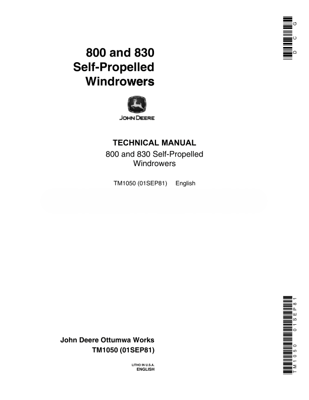 John Deere 800 Self-Propelled Windrower Technical Manual John Deere 800 Self-Propelled Windrower Technical Manual