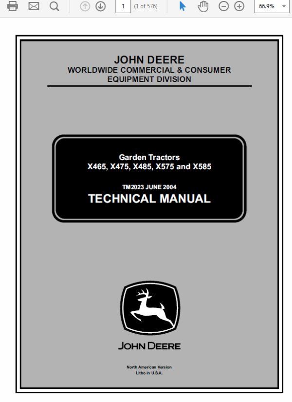 John Deere X465 X475 X485 X575 X585 Service Manual