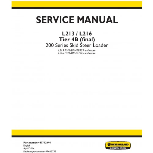 New Holland L213 L216 Hydraulic Repair Manual
