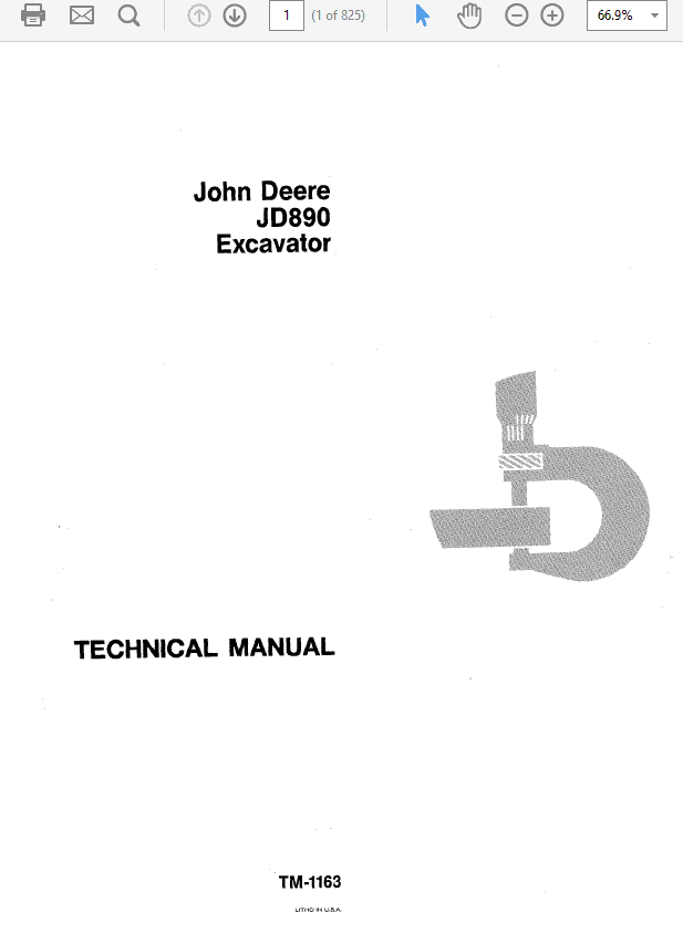 John Deere 890 Excavator Repair Technical Manual TM1163