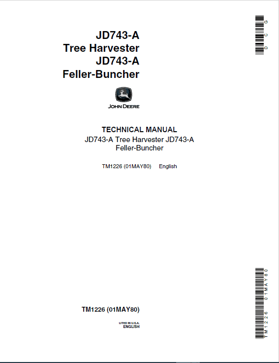 John Deere JD743 Tree Harvester Feller-Buncher Technical Manual 