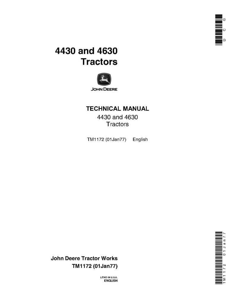 John Deere 4430, 4630 Tractors Repair Technical Manual TM1172