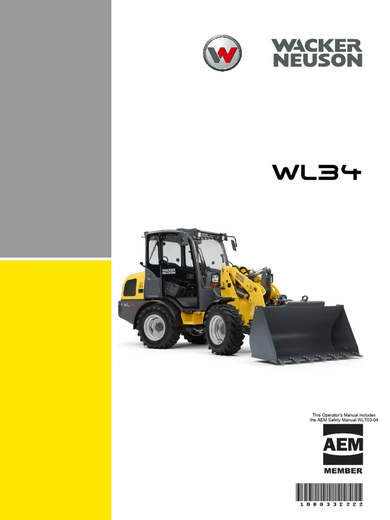 Wacker Neuson WL34 Articulated wheel loader Operator's Manual