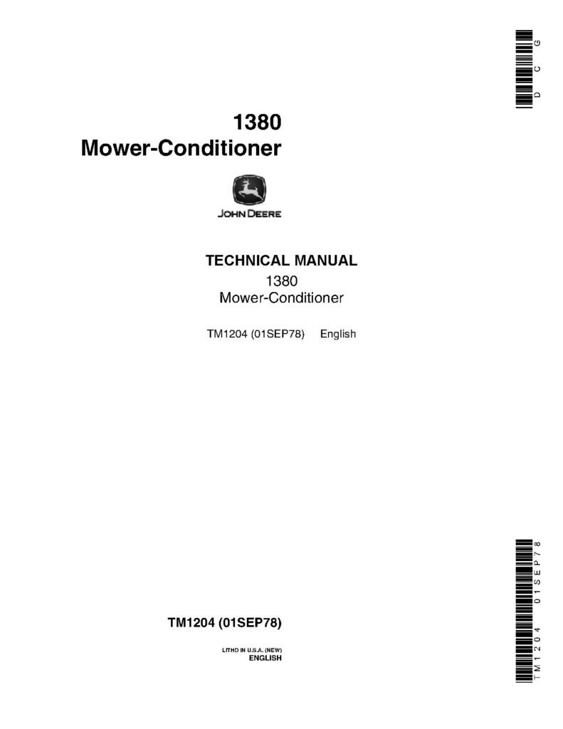 John Deere 1380 Mower John Deere 1380 Mower-Conditioners Technical Manual TM1204