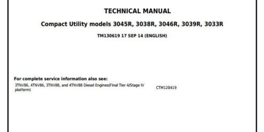 John Deere 3033R 3038R 3039R 3045R 3046R Utility Tractors Service Manual