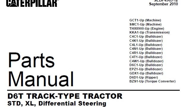 Caterpillar D6T Track-Type Tractor Parts Manual