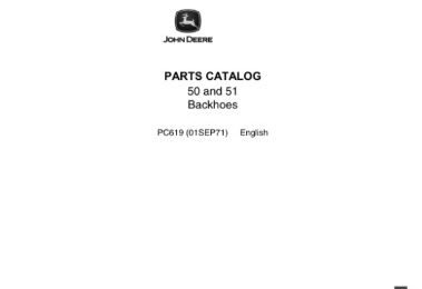 John Deere 50, 51 Backhoe Attachments Parts Catalog Manual PC619