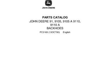 John Deere 9105A 9110A Backhoe Parts Manual