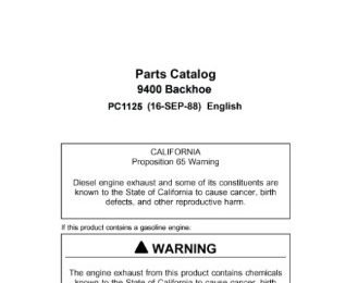 John Deere 9400 Backhoe Attachments Parts Manual PC1125