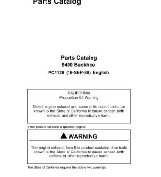 John Deere 9400 Backhoe Attachments Parts Manual PC1125
