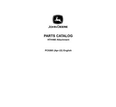 John Deere HTH460 Felling Head Parts Catalog Manual PC9265
