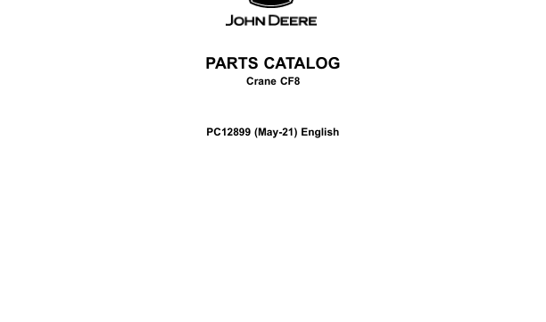 John Deere CF8 Crane Attachments Parts Catalog Manual PC12899
