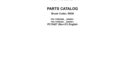 PC15427 - John Deere RE50 Brush Cutter Parts Catalog Manual