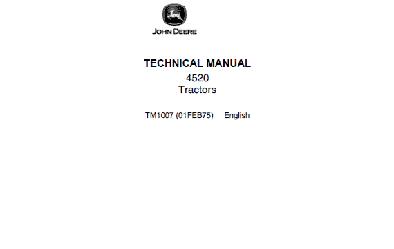 John Deere 4520 Tractor Service Technical Manual