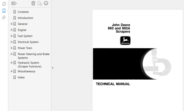 John Deere 860 and 860A Scraper Repair Technical Manual John Deere 860 and 860A Scraper Repair Technical Manual