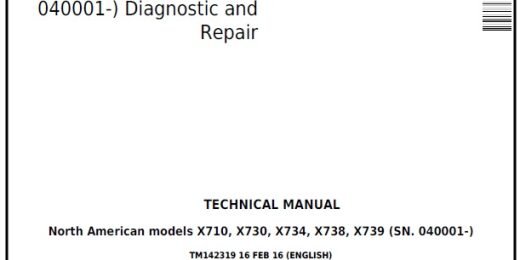 John Deere X710–X739 Tractor Technical Service Manual