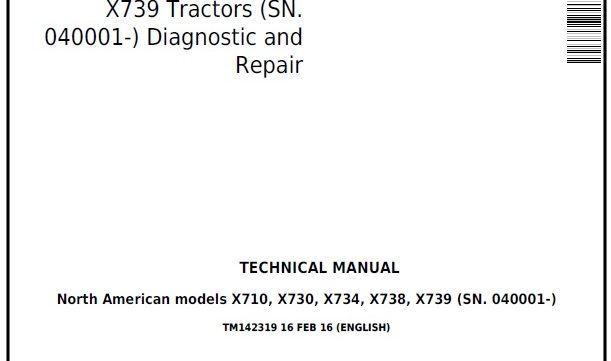 John Deere X710–X739 Tractor Technical Service Manual John Deere X710–X739 Tractor Technical Service Manual