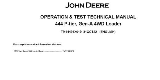 John Deere 444 P 4WD Loader Operators Manual PDF
