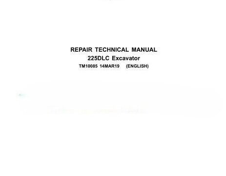 John Deere 225DLC Excavator Repair Technical Manual