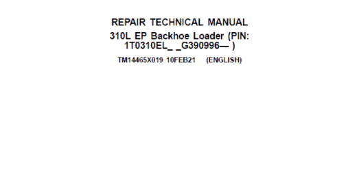 John Deere 310L EP Backhoe Loader Repair Manual