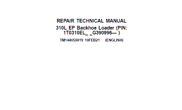 John Deere 310L EP Backhoe Loader Repair Manual