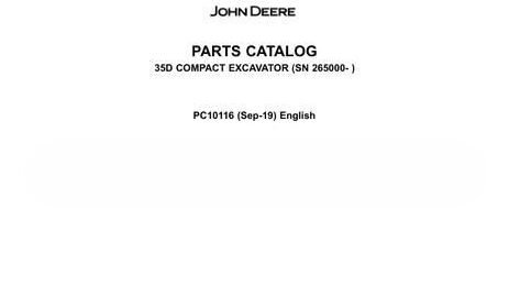John Deere 35D COMPACT Excavator Parts Catalog (PC10116)