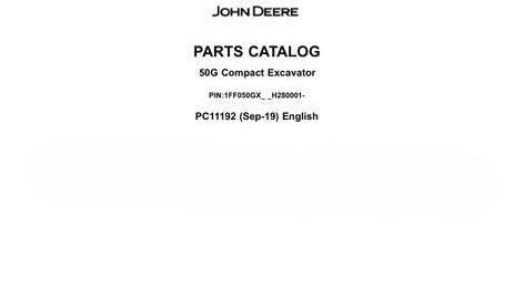 John Deere 50G Compact Excavator Parts Catalog