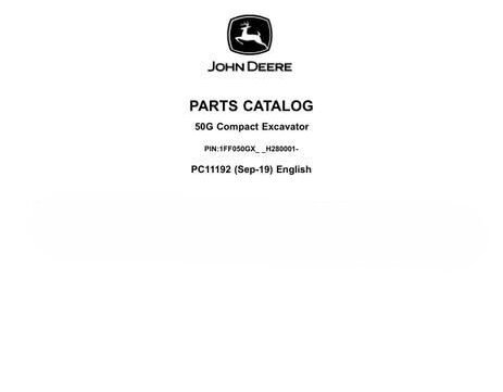 John Deere 50G Compact Excavator Parts Catalog John Deere 50G Compact Excavator Parts Catalog