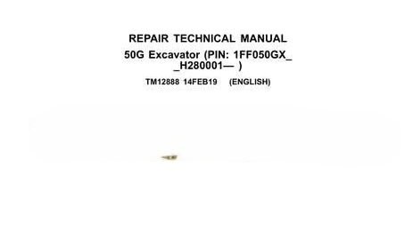John Deere 50G Excavator Repair Technical Manual