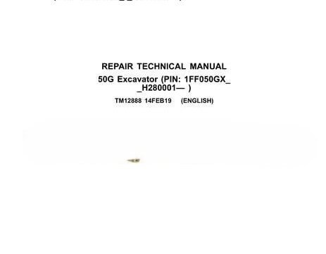 John Deere 50G Excavator Repair Technical Manual