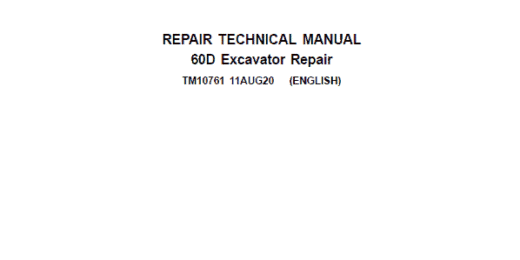 John Deere 60D Excavator Repair Technical Manual