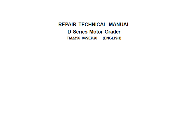 John Deere 670D 870D and 872D Motor Grader Repair Technical Manual
