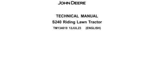 John Deere S240 Technical Service Manual TM134619 cover