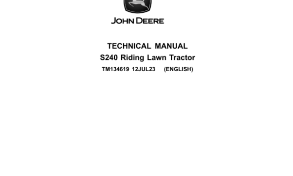 John Deere S240 Technical Service Manual TM134619 cover
