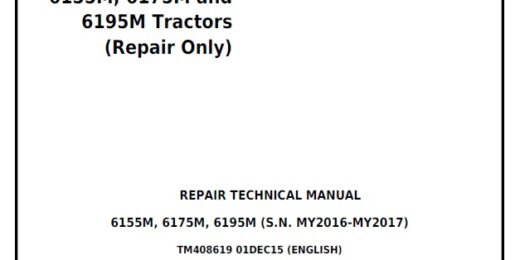 John Deere 6155M, 6155MH, 6175M, 6195M, 6210M Tractors Service Repair Technical Manual tm408619