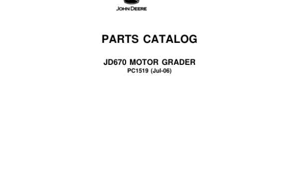 John Deere 670 Motor Graders Parts Catalog Manual