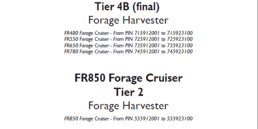 New Holland FR650 Tier 4B Harvester Service Manual