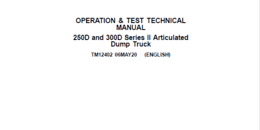 John Deere 250D, 300D Series 2 Operation Test Manual TM12402