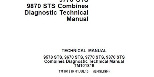 John Deere 9570sts Combine Diagnostic Service Repair Manual TM101819