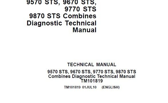 John Deere 9570sts Combine Diagnostic Service Repair Manual TM101819