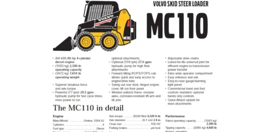Volvo MC110B Skid Steer Loader Service Parts Manual