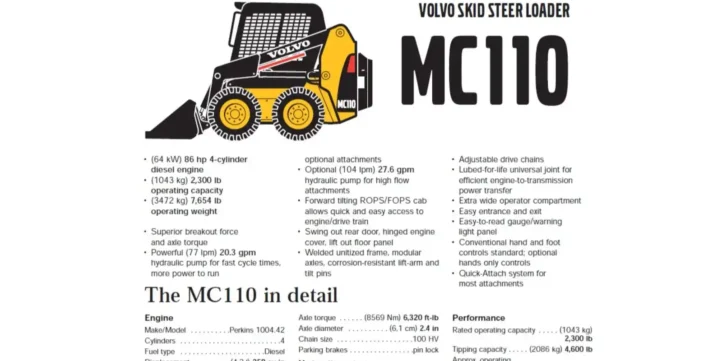 Volvo MC110B Skid Steer Loader Service Parts Manual
