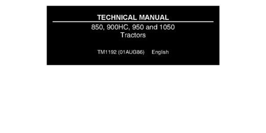 John Deere 850, 900HC, 950, 1050 Tractors Technical Manual