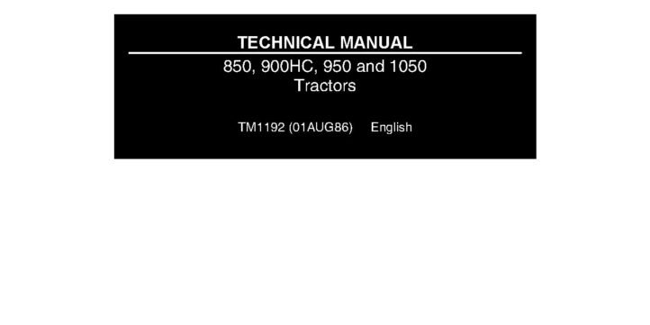 John Deere 850, 900HC, 950, 1050 Tractors Technical Manual