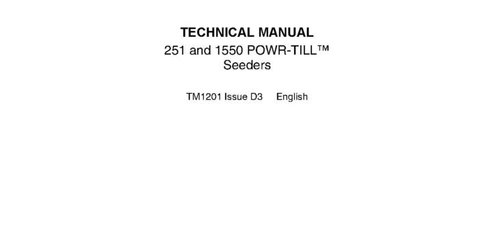 John Deere 1550 and 251 Powr-Till Seeders Technical Manual TM1201